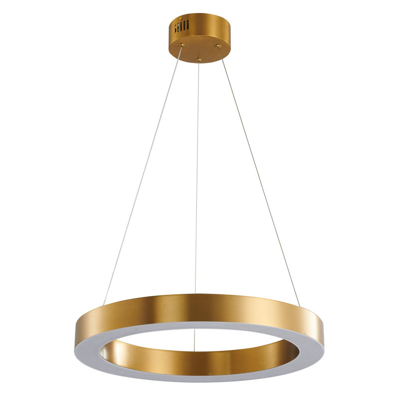 Streeter Transitional 1-Light LED Halo Ring Chandelier, 3" H x 21.6" W x 21.6" D, Antique Brass