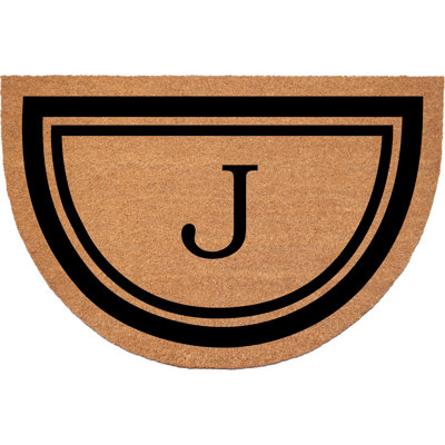 Half Circle Black Border 18 x 30 Monogram Doormat 