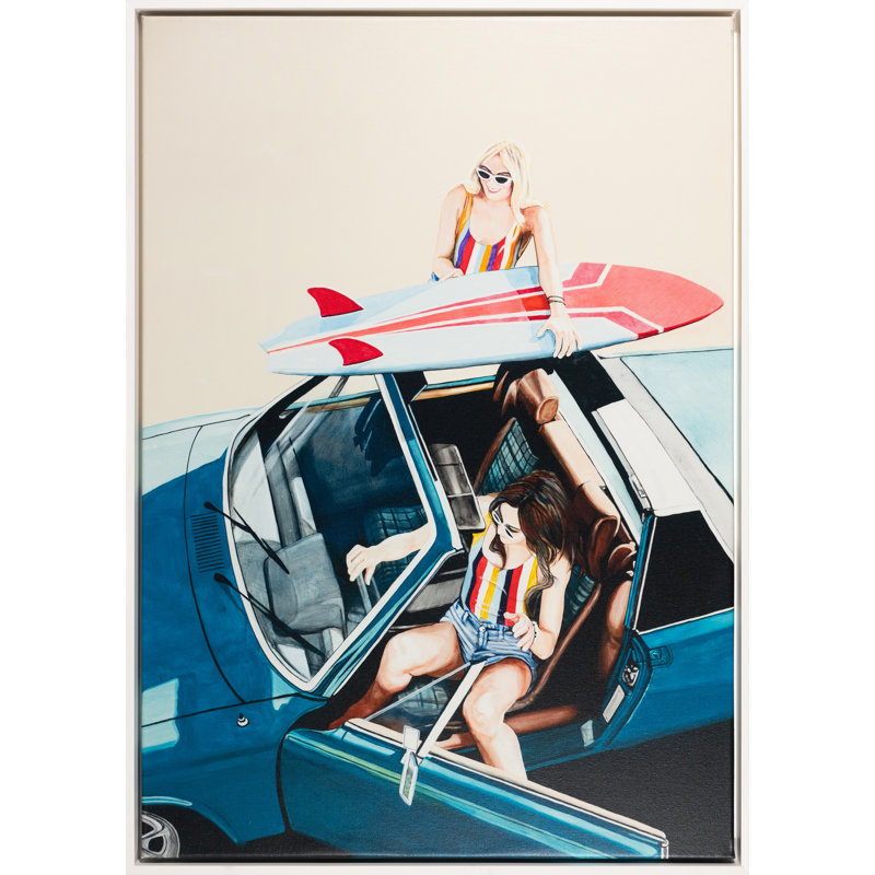 «Gone Surfing» par Jeff Schaub - peinture sur toile à cadre flottant