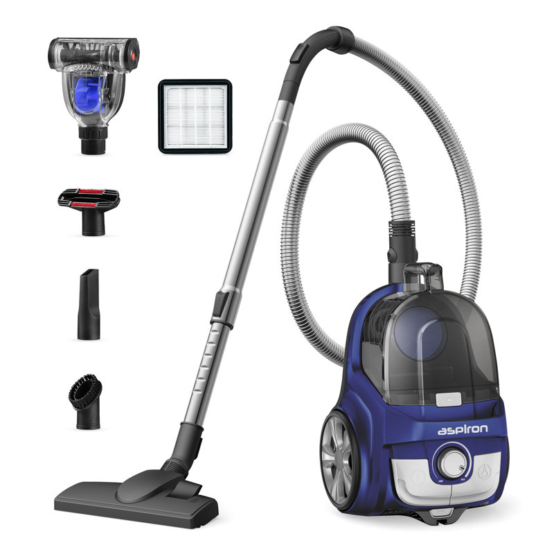 Aspirateur traîneau, aspirateur traîneau sans sac amélioré de 1 600 W, rembobinage automatique du cordon, filtre HEPA H13, grande capacité de 4 pintes, 5 outils pour planchers durs, tapis, animal de compagnie, revêtement, voiture