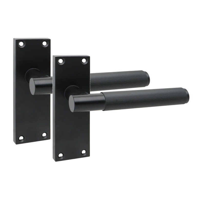 Golden Grace 1 Pair Victorian T-Bar Linear Design Door Handle Matt Black Finish with Spindle and Screws - 120 x 40mm