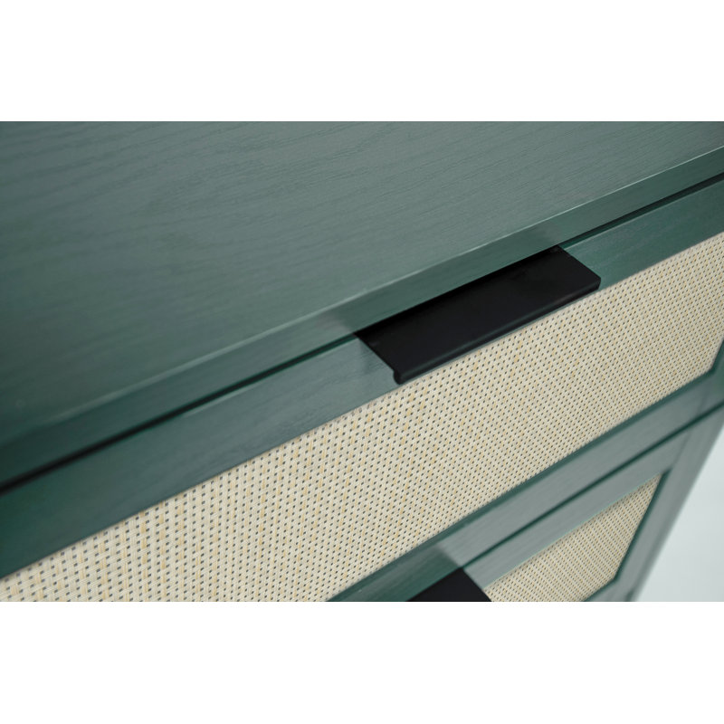 Commode 3 tiroirs Coron, Vert / ivoire