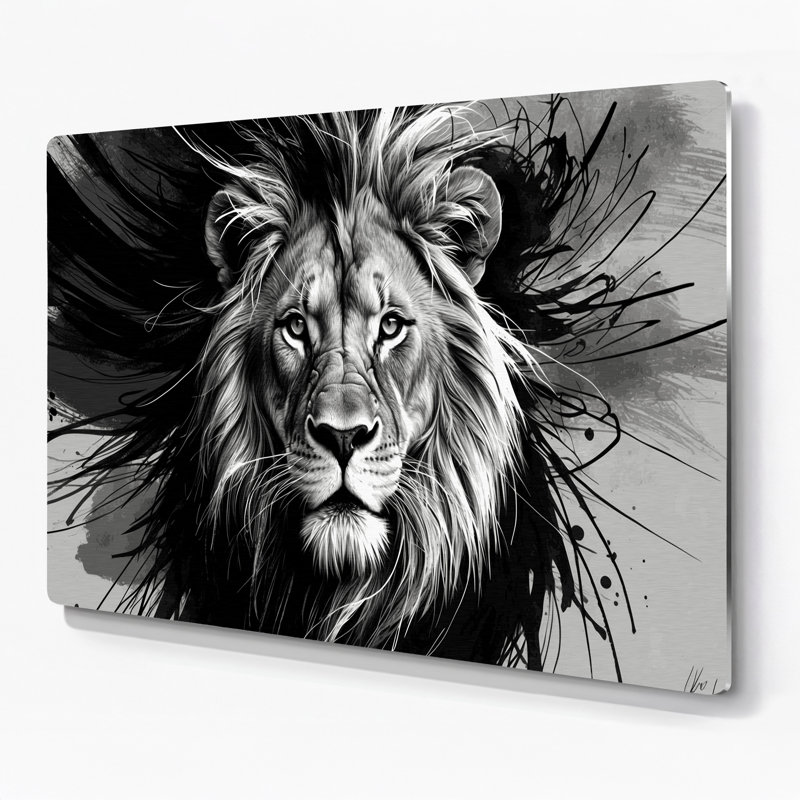 «Big Cats», lion d'Afrique, art mural en métal gris