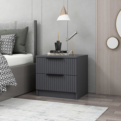 Table de chevet moderne avec de nombreuses tablettes Wesa, couleur anthracite, 19,7 po x 18,5 po x 15,7 po | 100% panneau de particules enduit de mélamine, épaisseur: 0,7 pouce | Conception élégante et fonctionnelle pour les solutions de rangement pour chambre à coucher