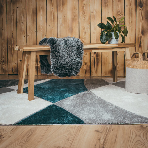 Frisco Geometric Area Rug, Rectangular 80 x 150cm, Blue