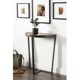 Console demi-ronde Gerhardt en brun rustique, noir
