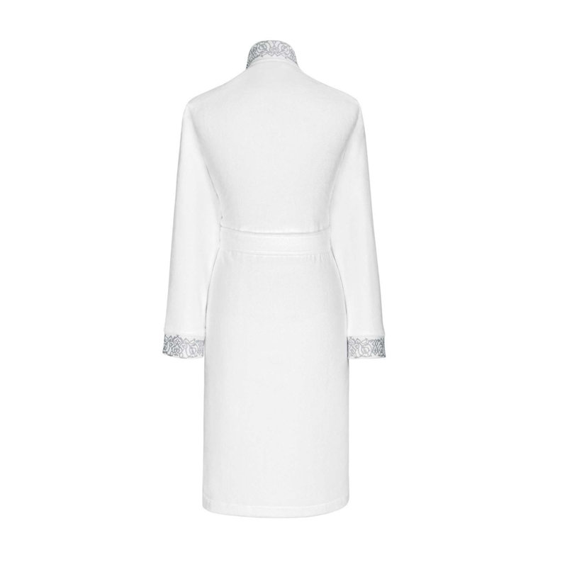 Olympia 100% Cotton Terry Cloth Bathrobe, White/Silver Gray, XL