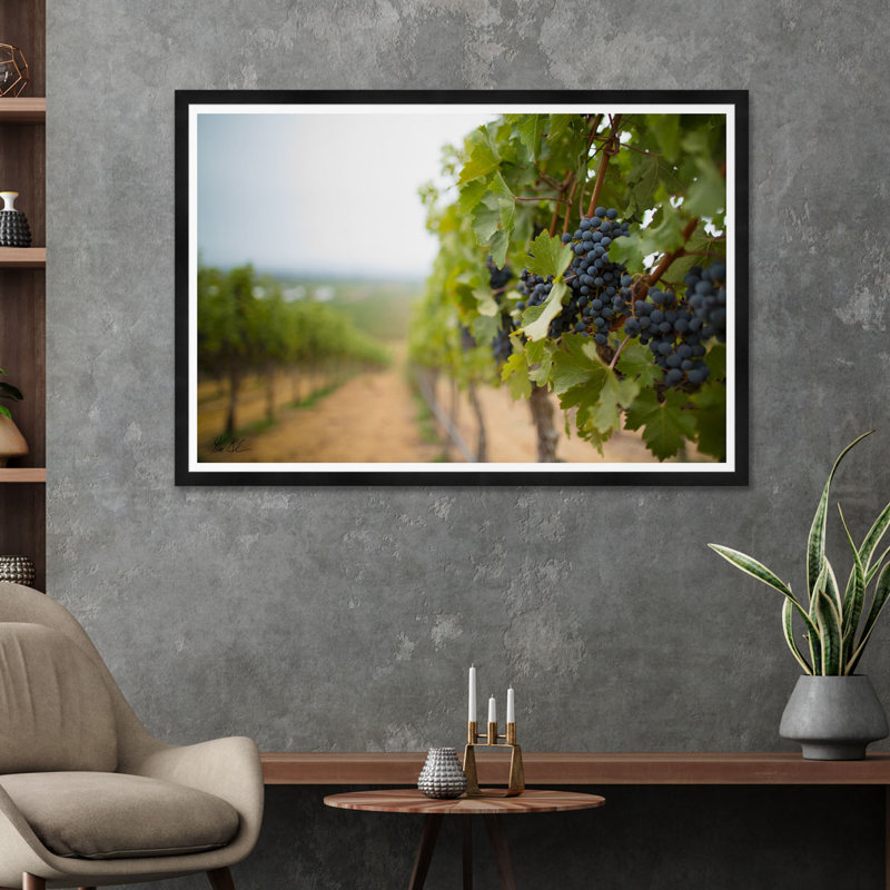 Raisins dans le vignoble, H 35,5 po x l 54,75 po x P 1,5 po, Noir