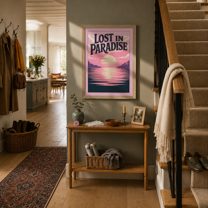 Lost in Paradise Coastal - Framed Print, A1 - 84.1 x 59.4 cm, Oak