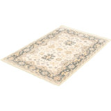 Tapis décoratif en laine de conception unique à motif de noué à la main New Age Ushak de conception unique 4 pi 1 po x 5 pi 11 po Browdy
