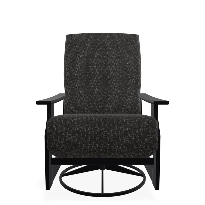 St. Catherine Marine Grade Polymer Deep Seating Cushion Swivel Rocker, Black, Sensory Granite