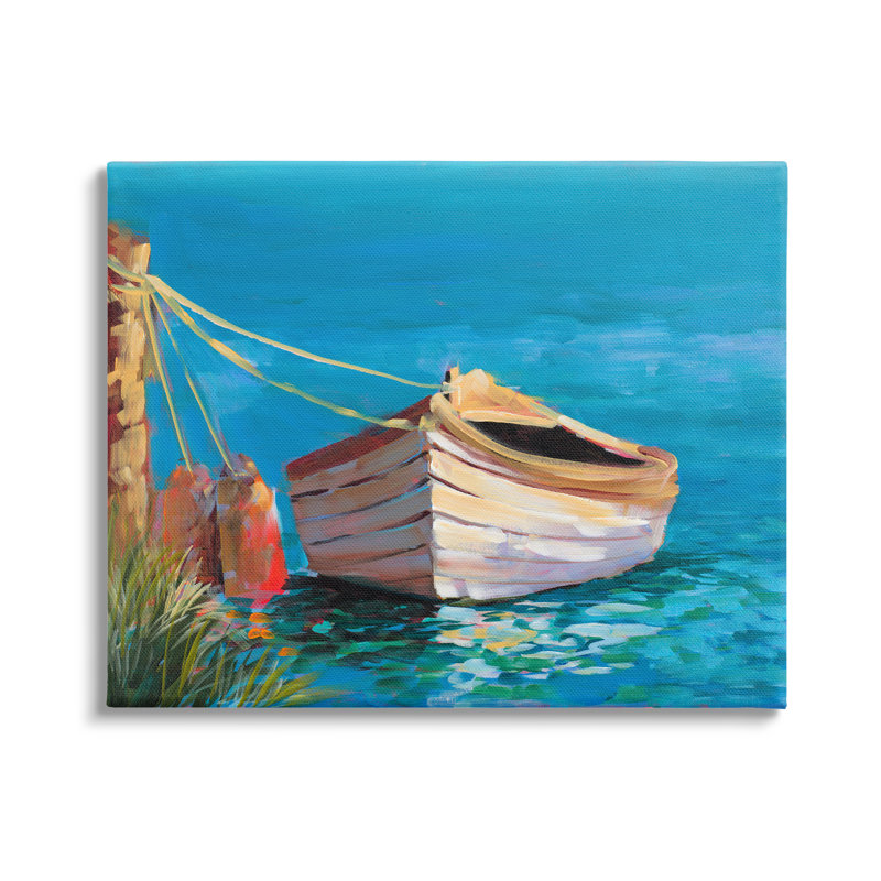 «Stupell Industries Docked Boat in Lake», art mural sur toile par Jane Slivka, H 16 po x l 20 po x P 1,5 po