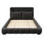Grand lit plateforme tapissier avec 2 coussins, design moderne et doux, noir-1366001414-1366001415