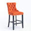 Ensemble de 2 tabourets de bar rembourrés en velours avec décoration capitonnée et pieds en bois-1348894503