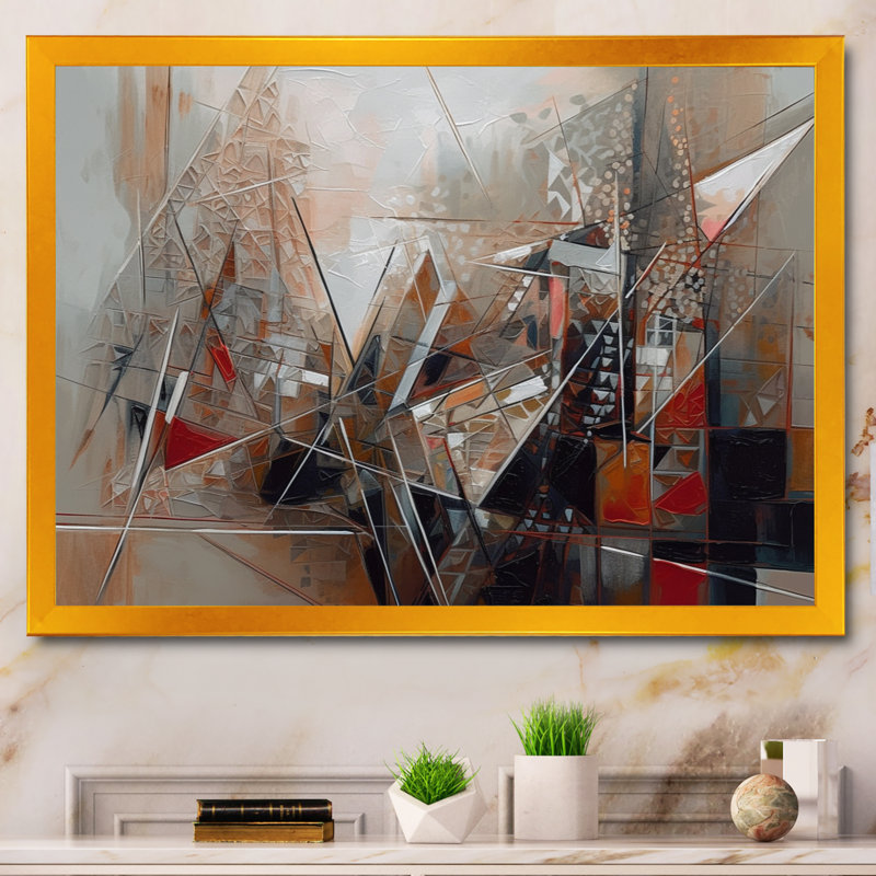 «Exploration cubiste des abstractions II - Cubisme abstrait», reproduction sur toile, L 20 po x H 12 po, Encadrement doré