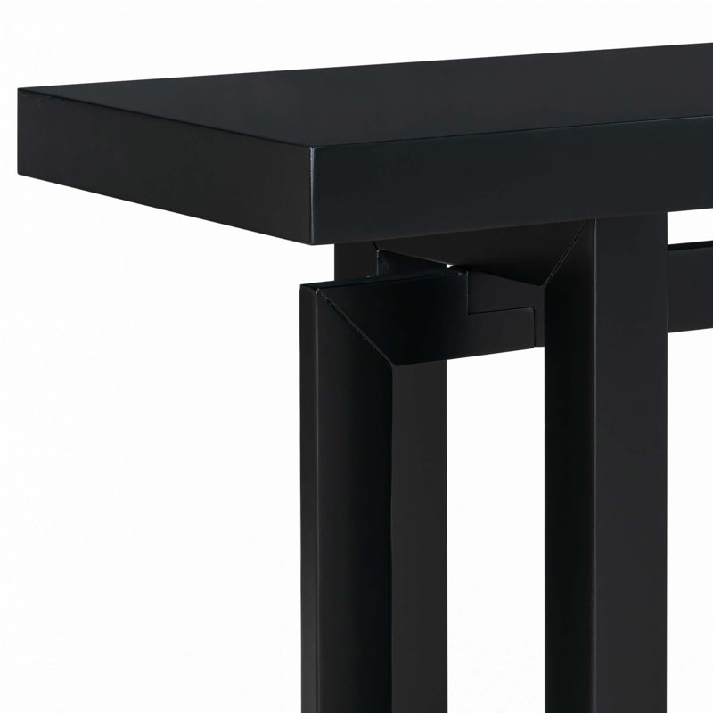 Table d'appoint moderne avec plateau en bois, table basse extra-longue, idéale pour les entrées, les couloirs, les salons, les vestibules, les couloirs