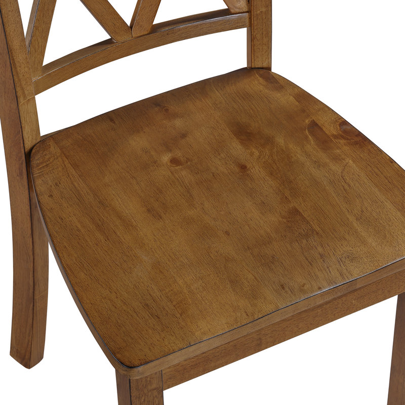 Brookner 17" Wide Wooden Dining Chairs With Double Cross-Back Design,  Antique Walnut, 8