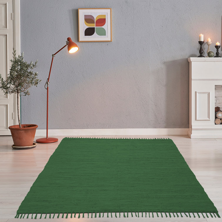 Coll Hand Woven Flatweave Green Area Rug