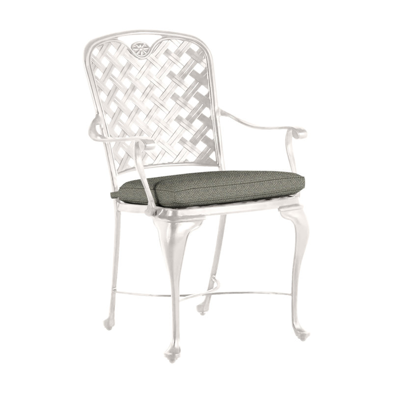 Provance Patio Dining Armchair with Cushion, Intermix Bark, Chalk, Welt