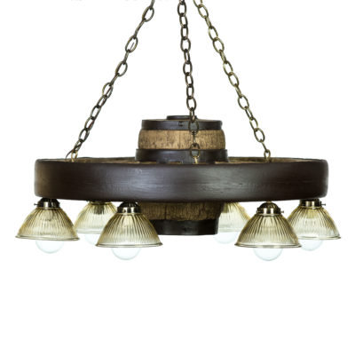 Lustre de roue de wagon à 6 lumières ombrées Leonardo