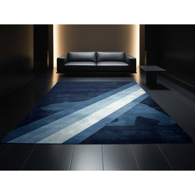 Tapis bleu moelleux doux et moelleux à motif d'ours polaire Tockington