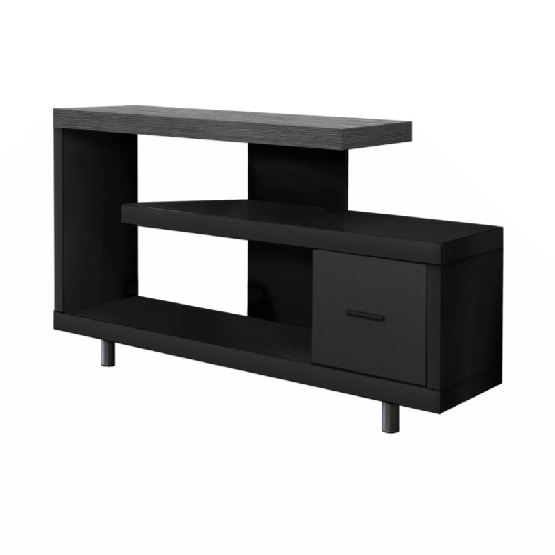 Black and Gray 60-Inch Modern TV Stand with Cabinet