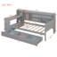 Lit de jour en bois avec 3 tiroirs, ports USB et bureau, gris