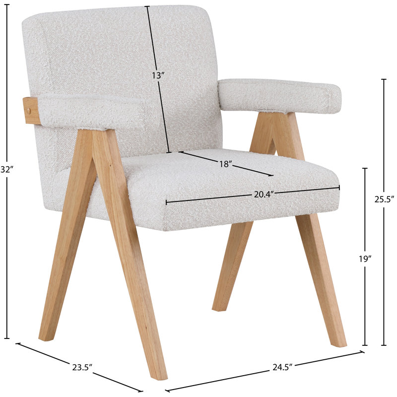 Lilabeth 24.5" W Boucle Fabric Accent Chair, Cream Boucle Fabric