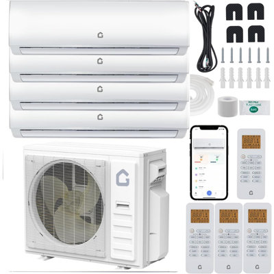 Chaufferette climatisée à 4 zones 35000 BTU, 19 SEER2 WiFi, couvre 4 pièces