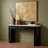 Como  Fluted Mango Wood Console Desk Table With Oval Marble Top
