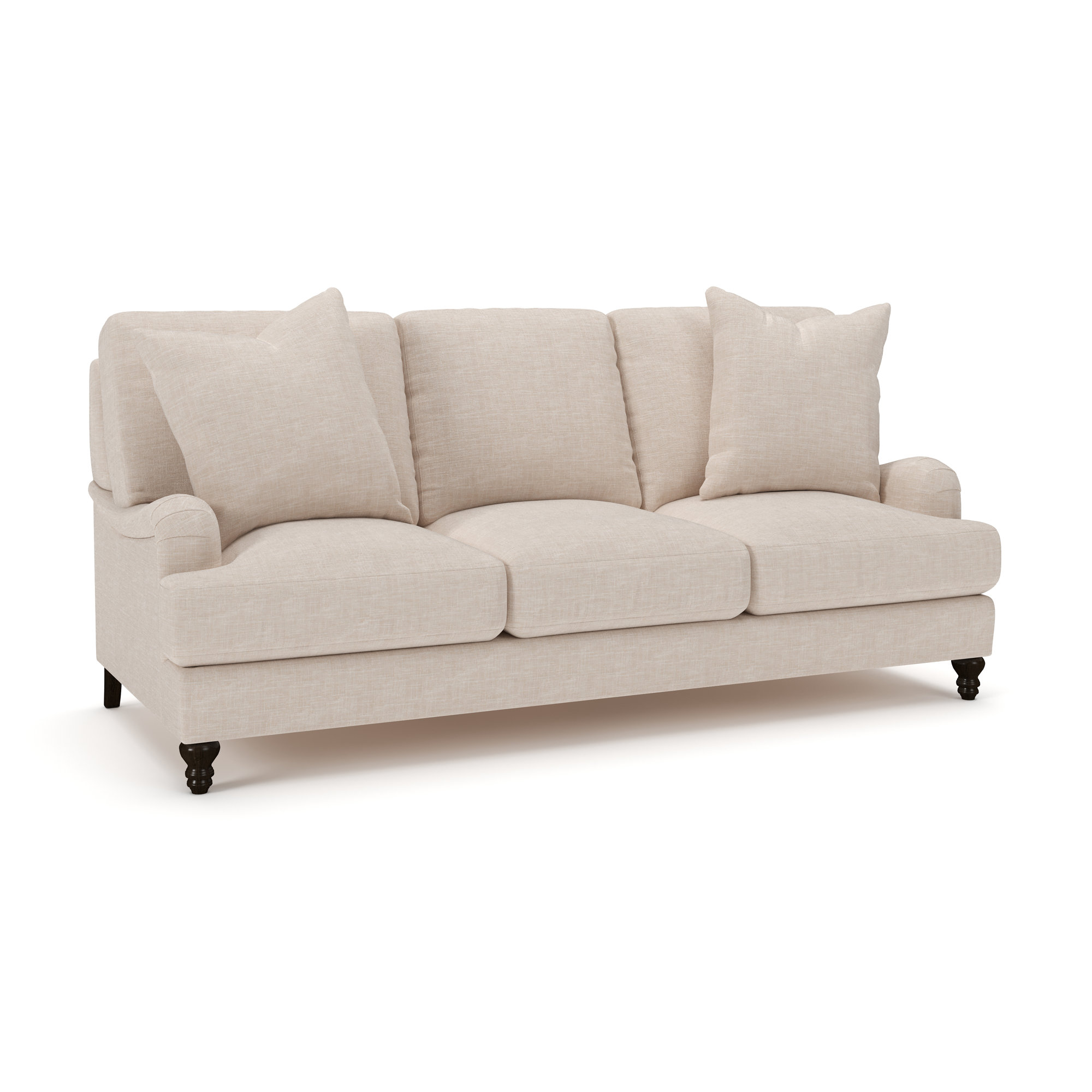 Walters 88'' Recessed Arm Sofa, Lena Sand Performance Linen Blend