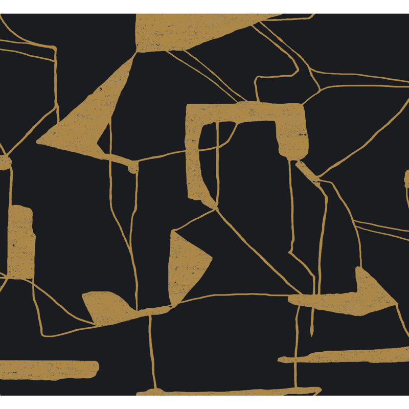 26.9' L x 27" W Wallpaper Roll, Black/Gold