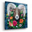  «Longhorn Sheep With Wreath» par Heather Gauthier, art mural en verre acrylique, 12 po x 12 po