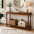 50 Inch French Vintage Narrow Console Table, 2-Tier Traditional Solid Wood Entryway Table With Roman Legs, Rectangular Accent Couch Table Behind Sofa, Dark Brown