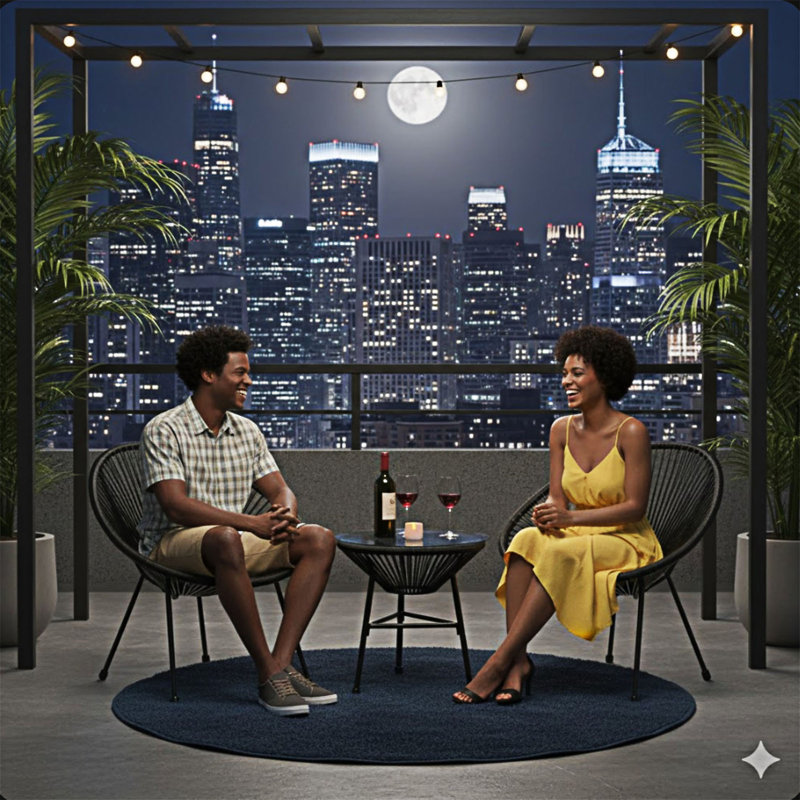 3-Piece Wicker Patio Bistro Set, Black