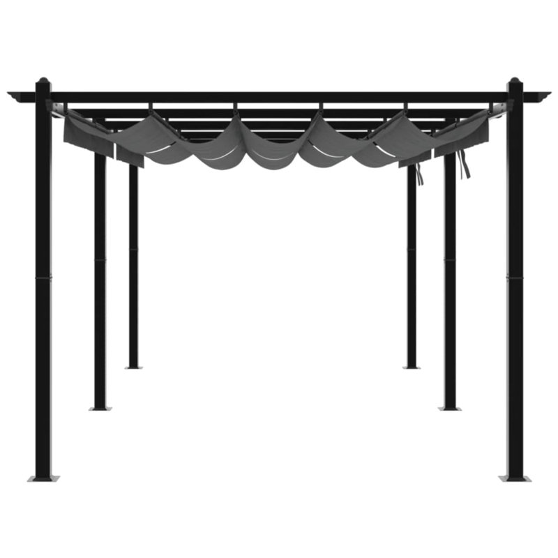 Garden Gazebo With Retractable Roof Aluminium, 220cm H x 600cm W x 300cm D, Anthracite
