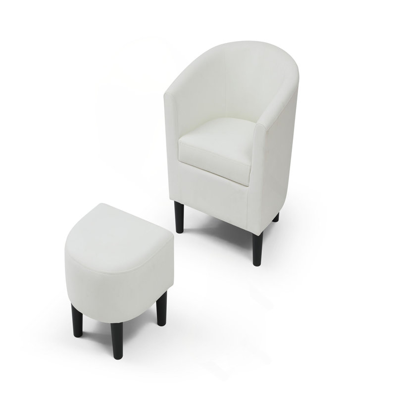 Chaise en bois massif avec repose-pieds Salem, Blanc