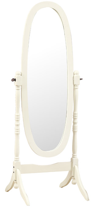 Eanes Wood Oval Floor Mirror, White
