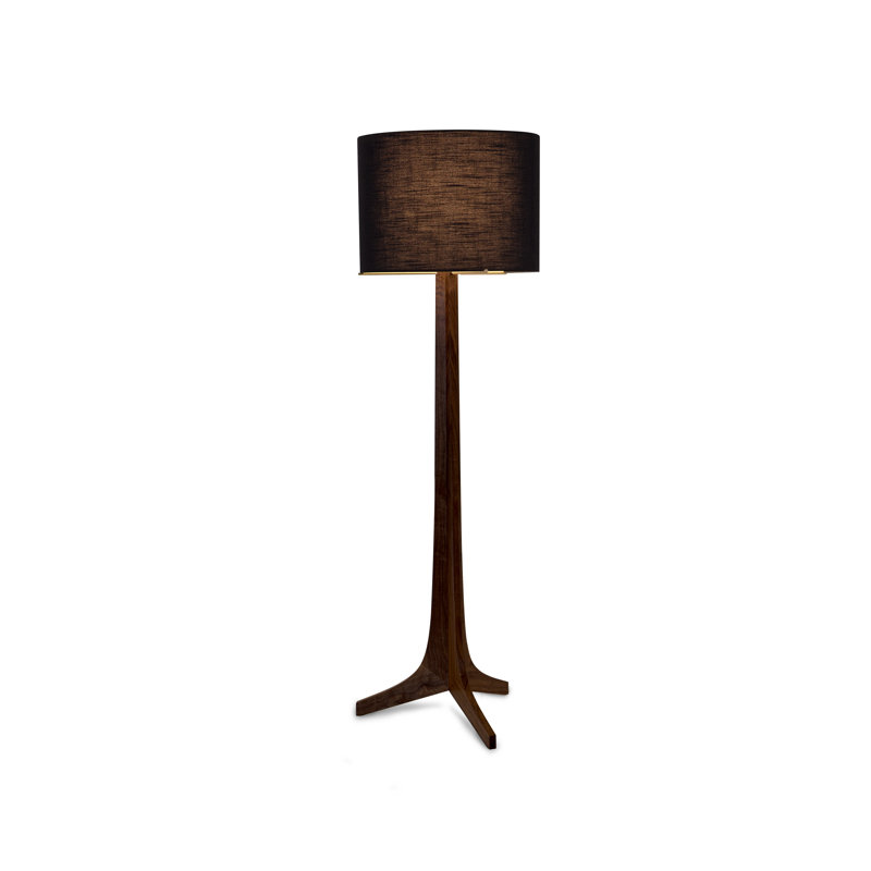 Lampe sur pied 59 po Nauta, Amaretto noir, Noyer teint foncé / laiton brossé