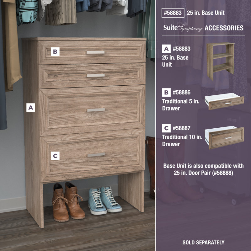 Tiroir SuiteSymphony 25 po x 10 po, Gris naturel