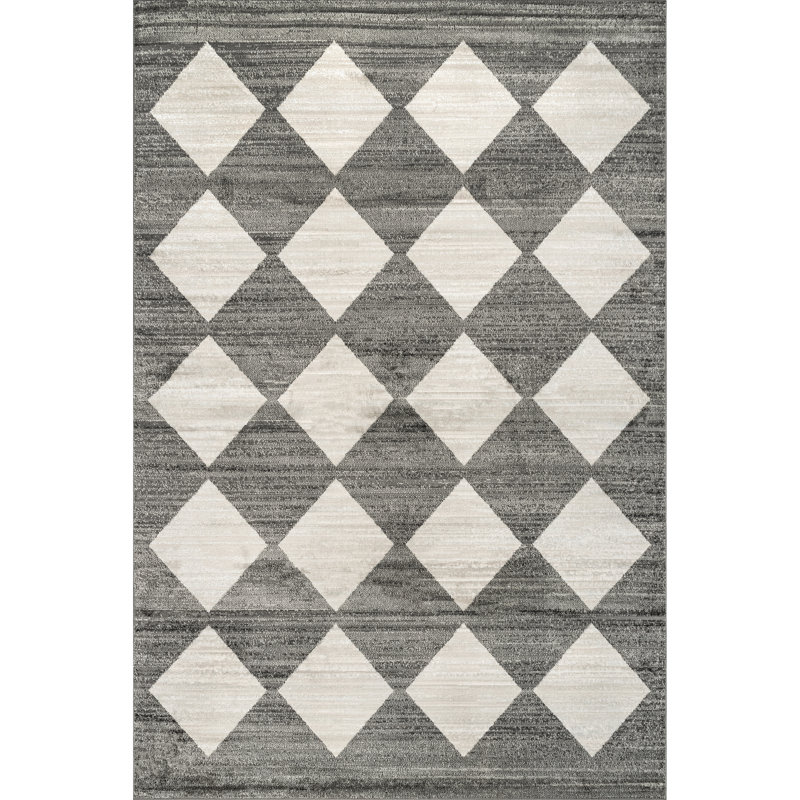 Delucia Geometric Gray/Beige Area Rug, Rectangle 8' x 10'