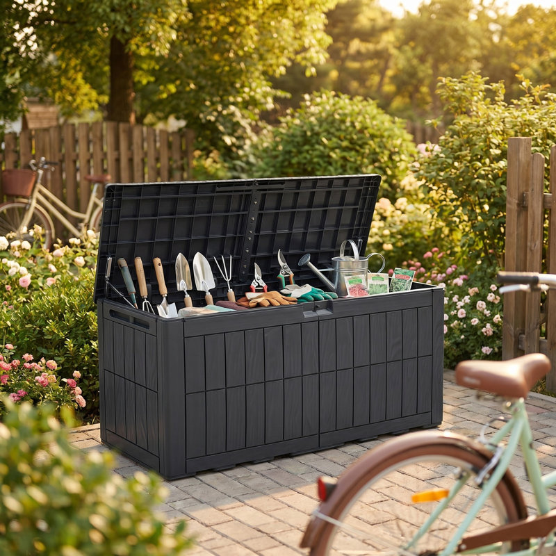 Boîte de rangement d'extérieur en résine Balconera, 110, Dark Grey