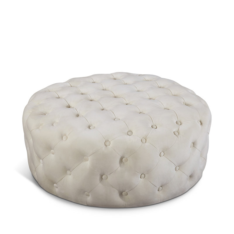 Repose-pieds rond 36 po Plattsburgh, Velours crème