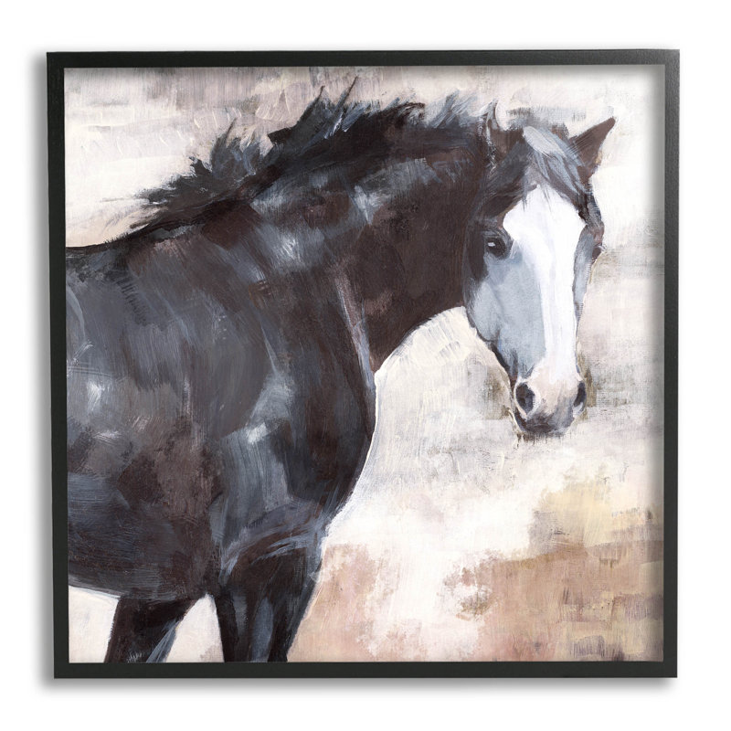 «Breezy Country Stallion Horse», art mural texturé giclée par Nina Blue, H 17 po x l 17 po x P 1,5 po