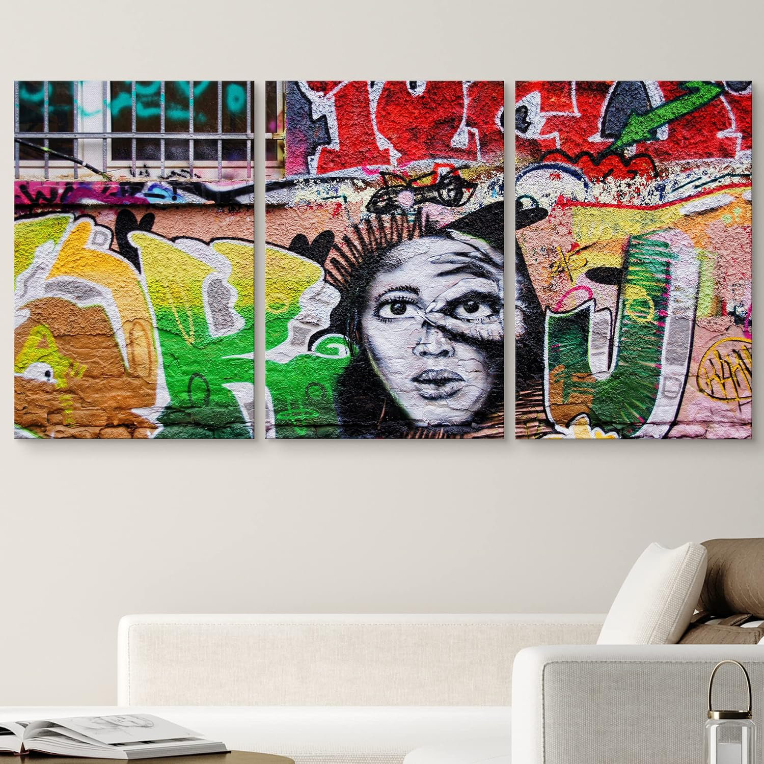 Idea4wall Pop Urban Street Woman Looking Through Finger Triptych 