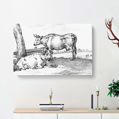 Two Cows by Jean Bernard - Wrapped Canvas Print