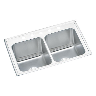 Lustertone 33" L x 22" W Double Basin Drop-In Kitchen Sink