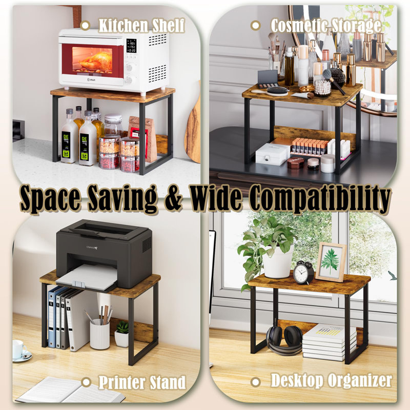 Brucha 17.25'' Steel Standard Baker's Rack with Microwave Compatibility, Rustic Brown/Black