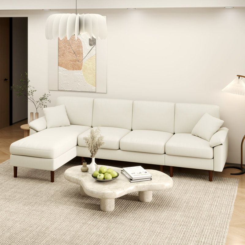 Canapé modulaire avec méridienne interchangeable, blanc crème