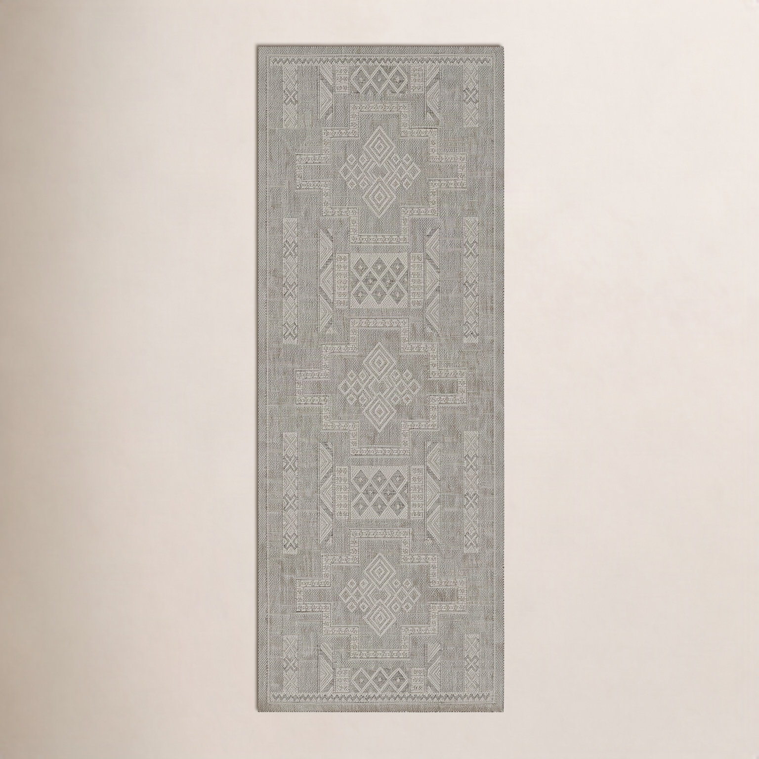 Pavia Gray Moroccan Outdoor Rug, Runner 2'7" x 7'6"